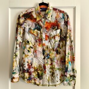 GEORG ROTH Women's Watercolor Snap Front Western Shirt Top S EUC